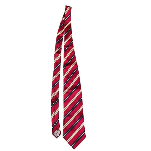Stafford Executive 100% Silk Tie Red Blue & Gold Stripes Men's Luxurious - Picture 2 of 6